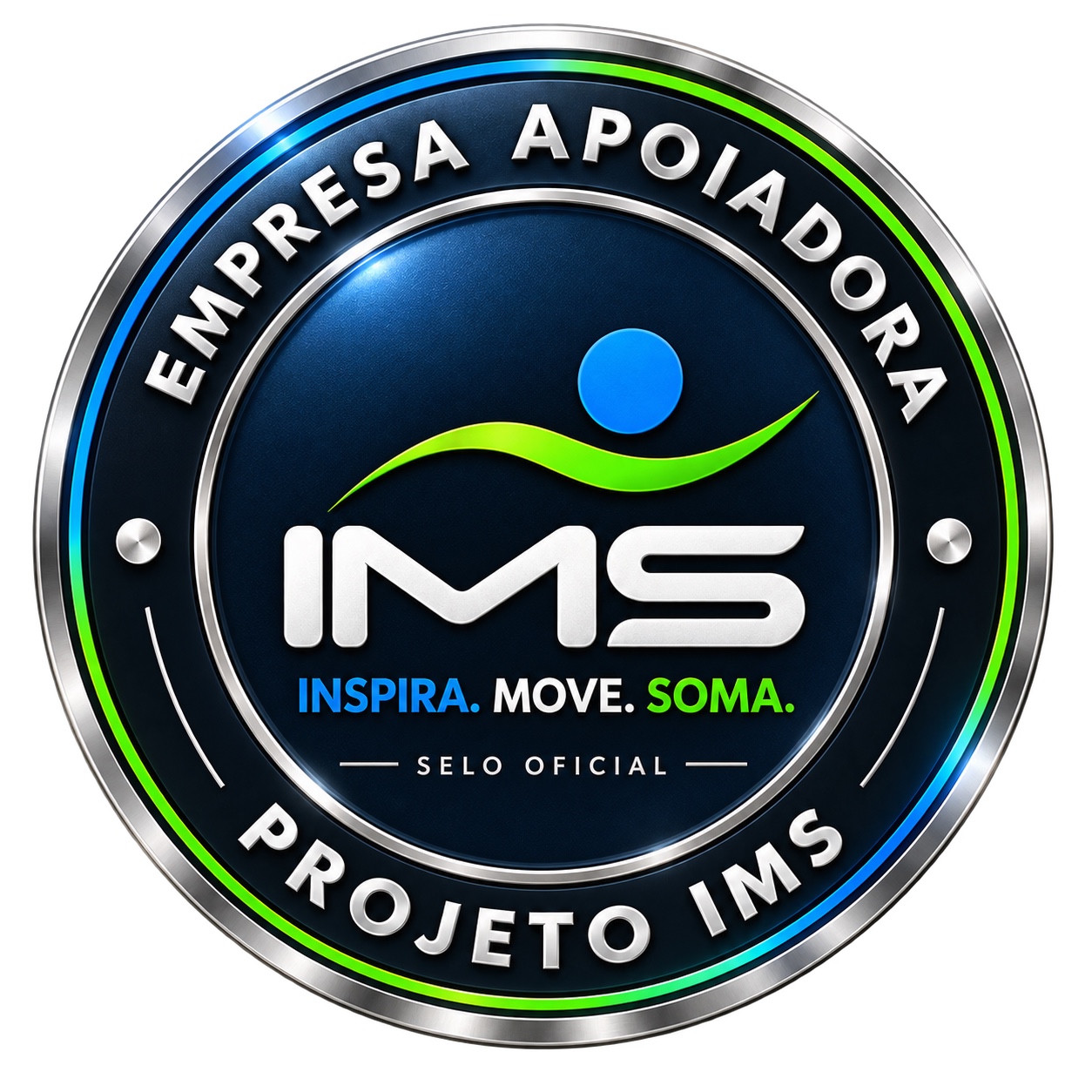 Selo oficial Empresa Apoiadora do Projeto IMS, Inspira. Move. Soma.